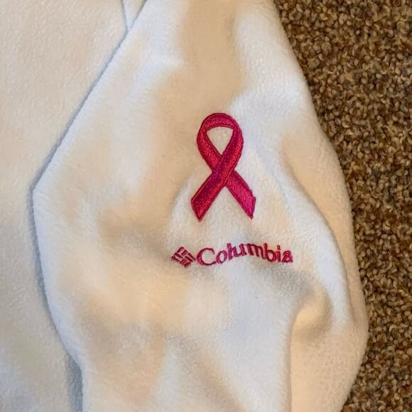 Columbia Women's 1/4 Zip Breast Cancer White Pullover.  NWT.  Size Large - Picture 4 of 7
